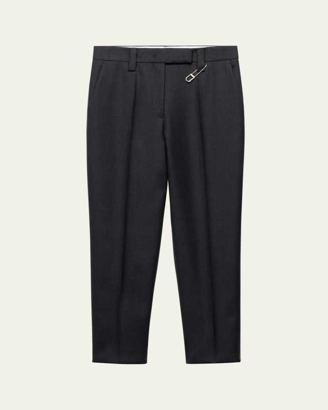 Wool Gabardine Cropped Pants